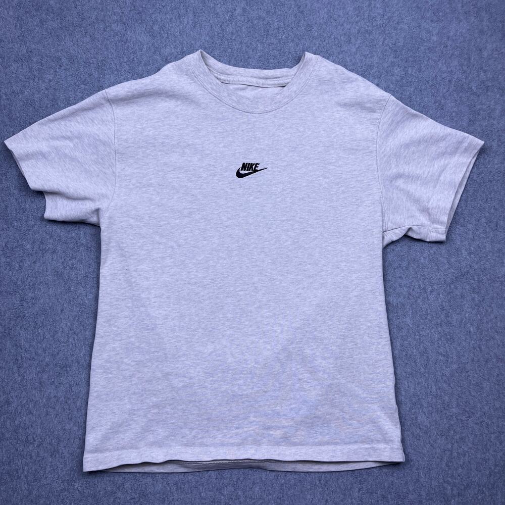 nike center logo t-shirt‎ gray loose-fit short sleeve mens small